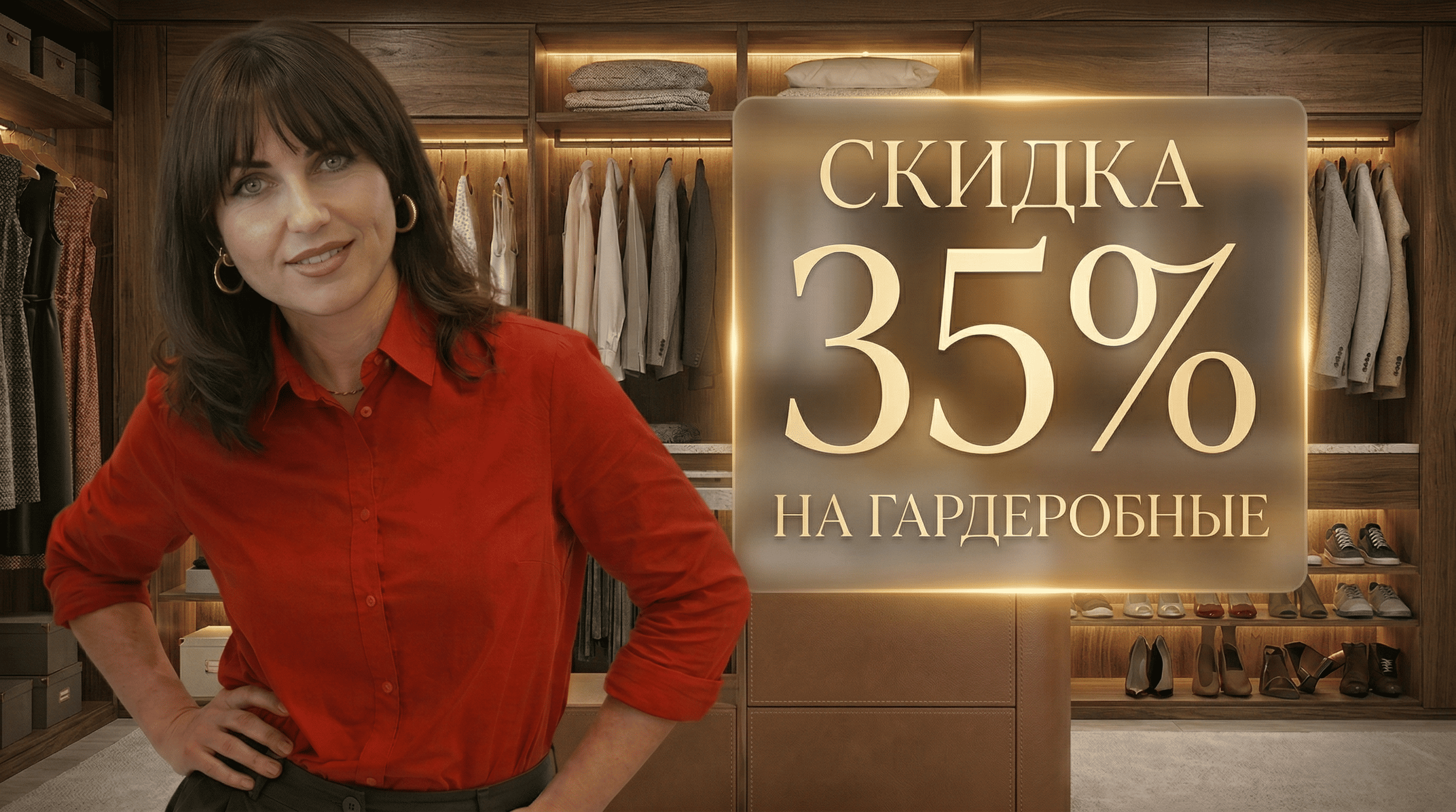 Скидка 35% на готовые гардеробные ограниченное количество образцов